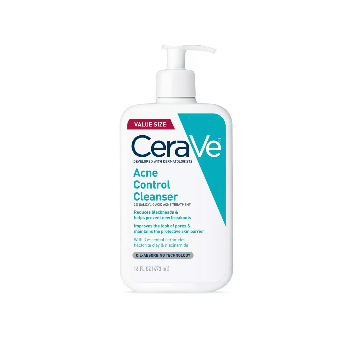 Cerave Acne Face Cleanser with 2% Salicylic Acid and Purifying Clay for Oily Skin