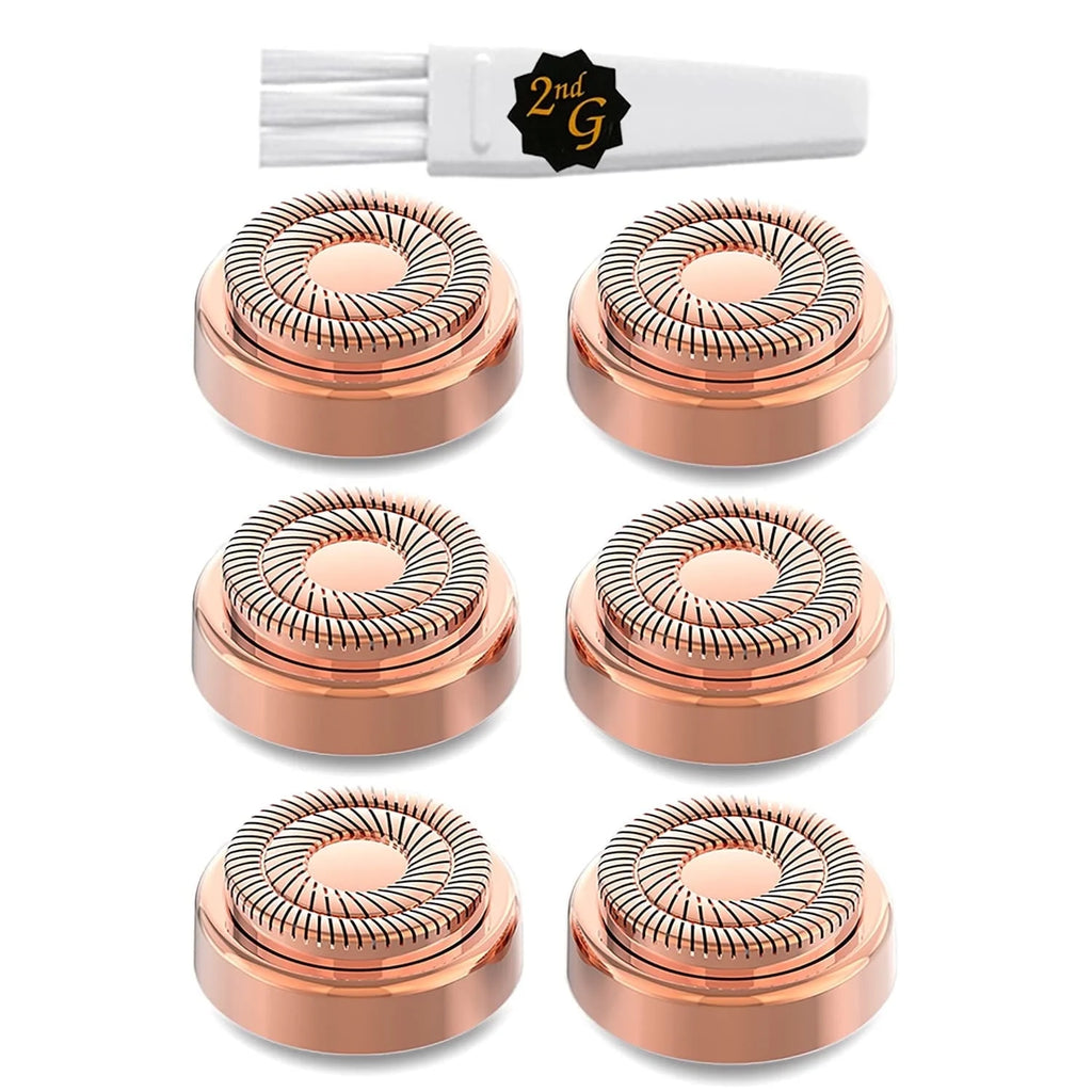 Replacement Heads Compatible with Flawless Facial Hair Removal Gen 2 and Finishing and Soft Touch,  18K Rose Gold 6 Count
