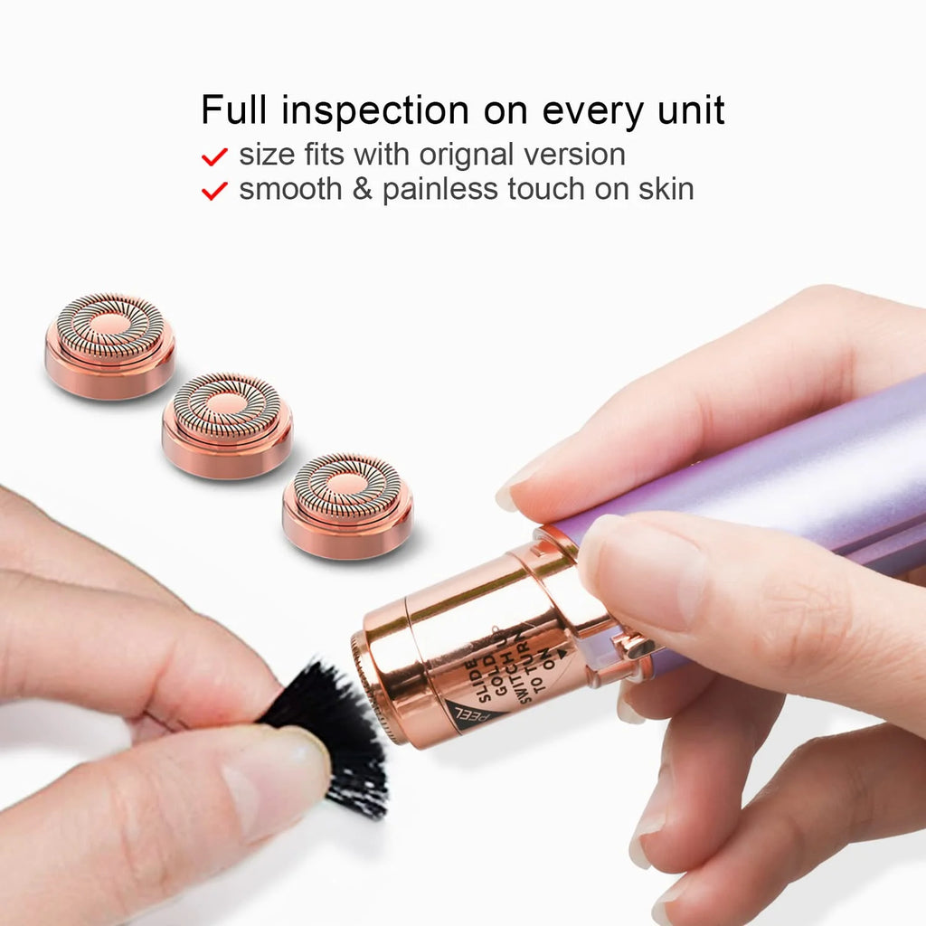 Replacement Heads Compatible with Flawless Facial Hair Removal Gen 2 and Finishing and Soft Touch,  18K Rose Gold 6 Count
