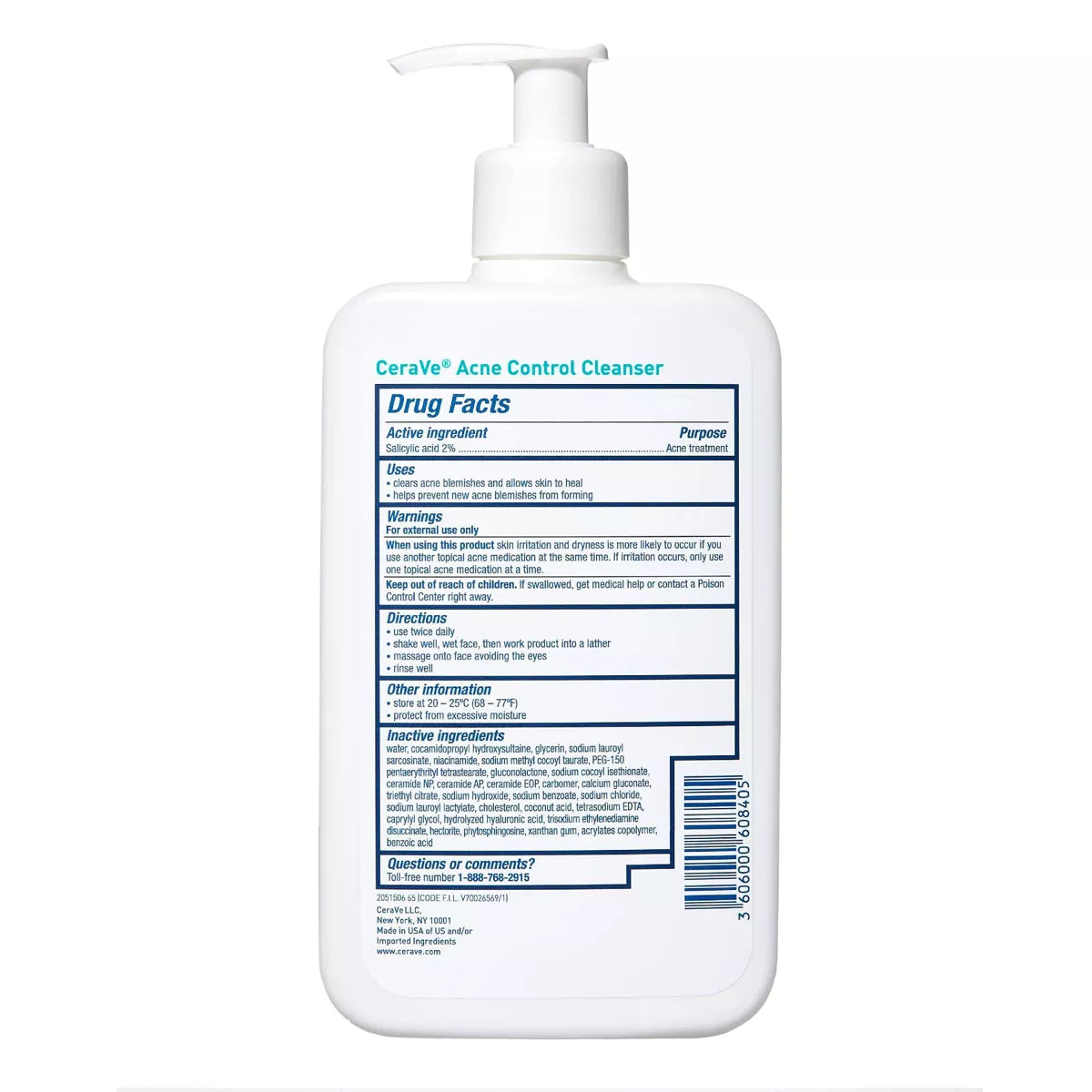 Cerave Acne Face Cleanser with 2% Salicylic Acid and Purifying Clay for Oily Skin