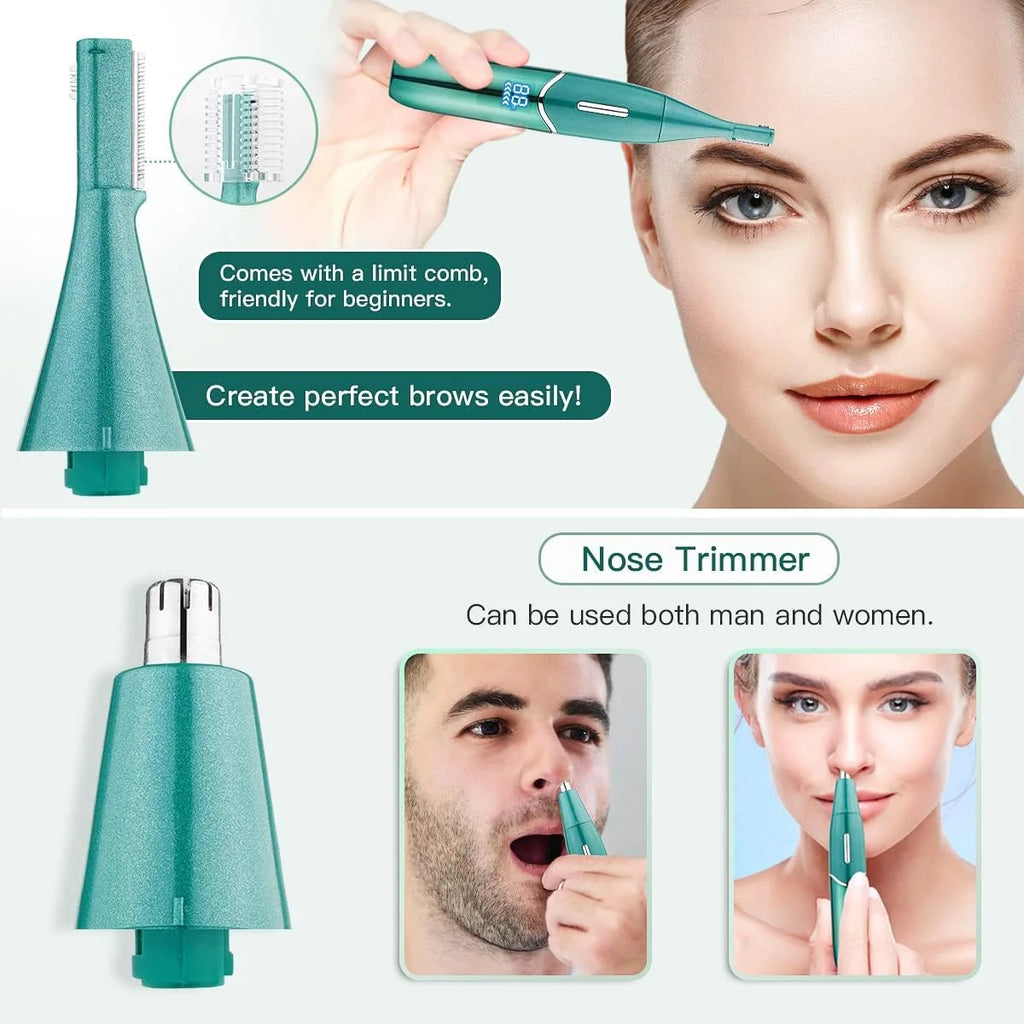Electric Shaver for Women, 4-In-1 Electric Razor, Painless Lady Shaver Bikini Trimmer, Rechargeable Pubic Hair Removal W/ LED Display for Eyebrow Body Armpit Legs Bikini Area Underarms