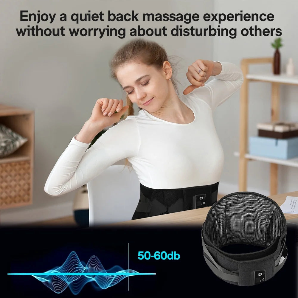 Cordless Heating Pad, 53'' Lower Back Brace Massager with Heat - Rechargeable Heating Belt, 3 Heating Levels & 5 Massage Mode, Gifts (Black)