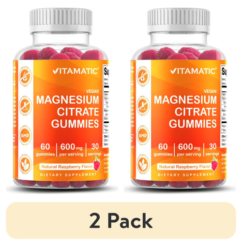 (2 Pack)  Magnesium Gummies 600Mg per Serving - 60 Vegan Gummies - Promotes Healthy Relaxation, Muscle, Bone, & Energy Support