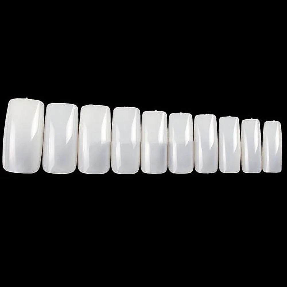 100 Pcs Nail Tips for Acrylic Nails Professional, Coffin Nail Fake Nails,False Ballerina French Acrylic Nail Extension for Nail Art Salon Manicure Home Artificial 10 Sizes with Case (Natural)