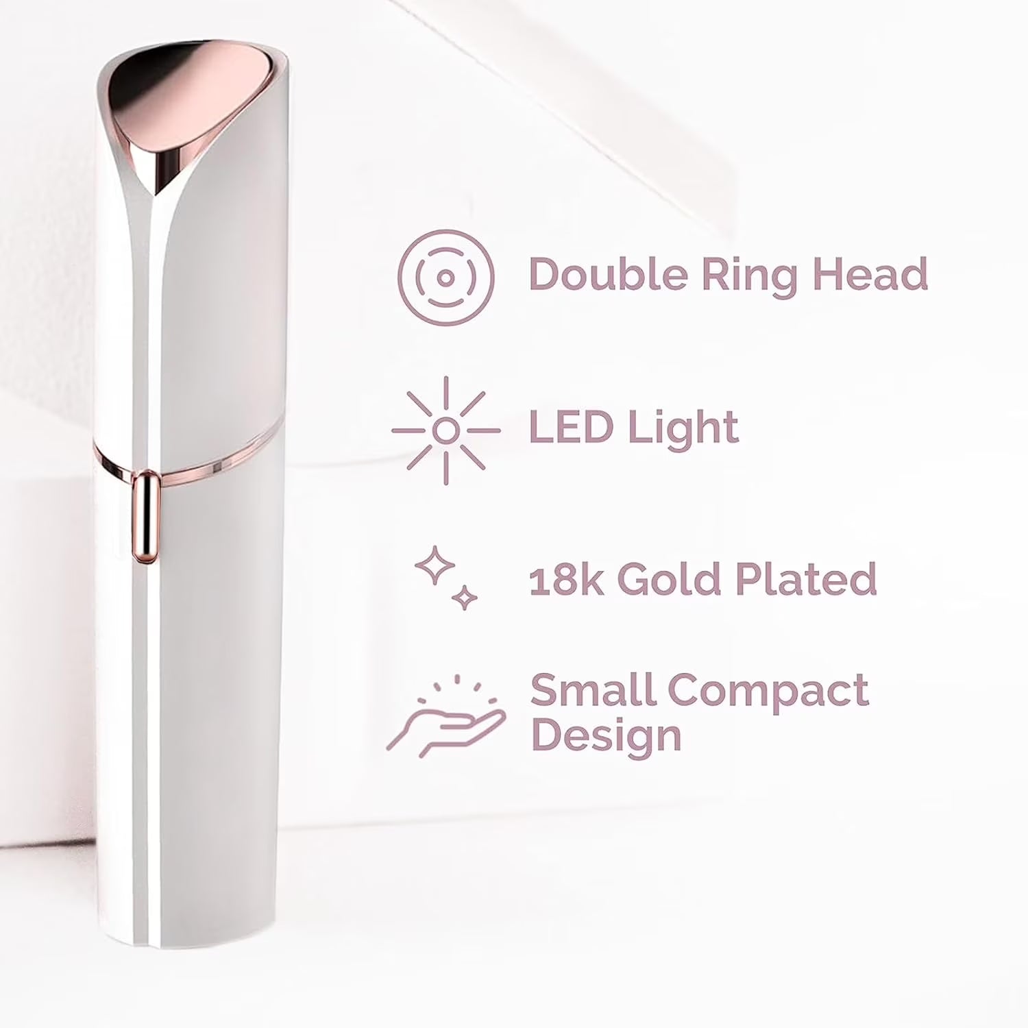 Facial Hair Remover for Women - Painless Face Shaver - Electric Hair Removal Device for Face Lips Peach Fuzz with Light (Whtie)