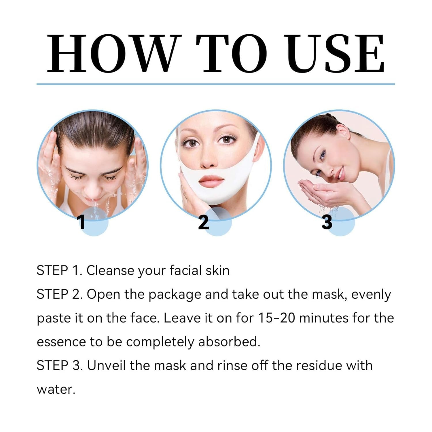 5PCS Double Chin Mask Reusable, Double Chin Mask, V Line Lifting Mask for All Skin Types, Lifting Face Mask for Firming the Face