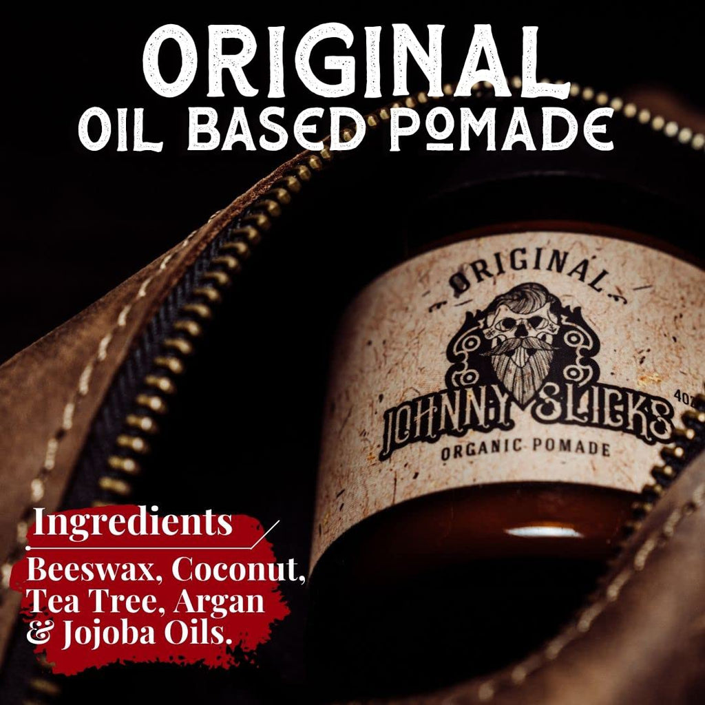 Oil Based Pomade Set | Organic Hair Styling for Men, Low to Medium Hold | Promotes Healthy Hair Growth & Helps Hydrate Dry Skin, (Rugged & Original Combo Set)