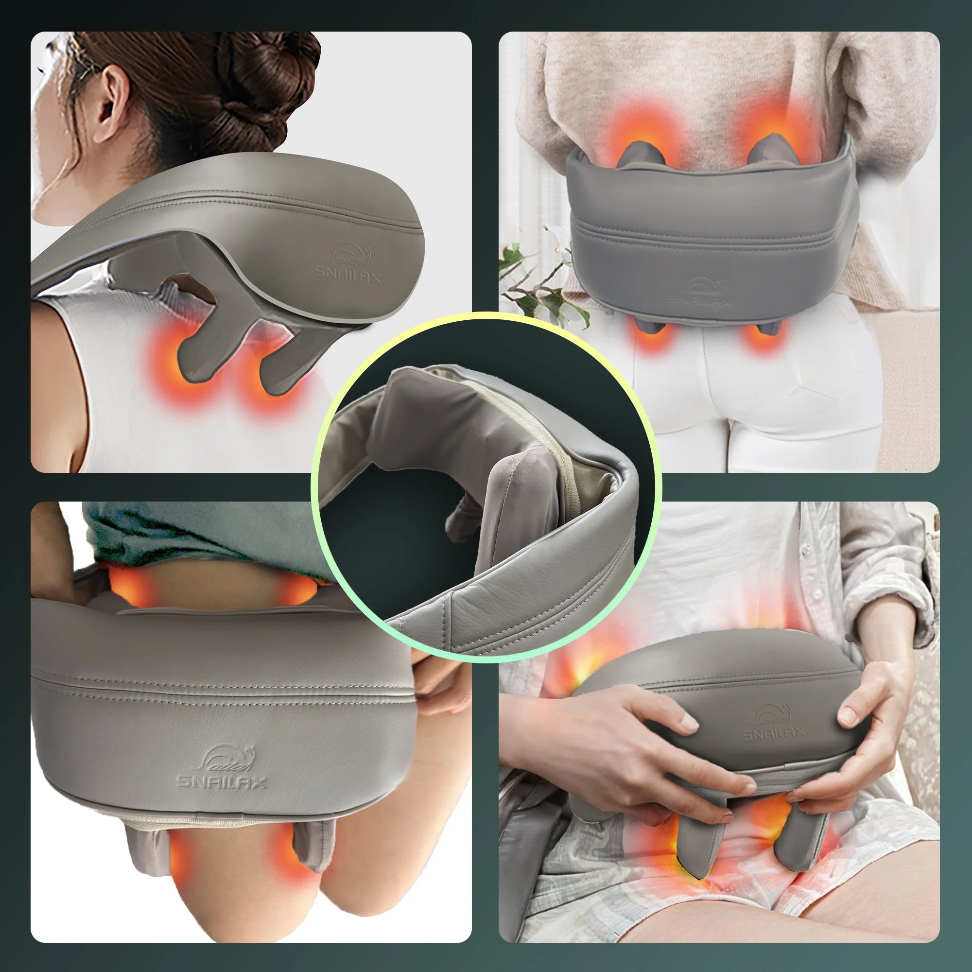 Cordless Shiatsu Neck Back Massager with Heat for Pain Relief Deep Tissue, Gray, Gifts