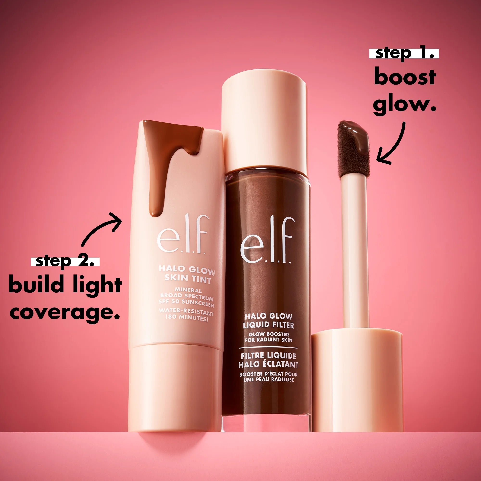E.L.F. Halo Glow Skin Tint Mineral SPF 50, Tinted Moisturizer, 18 Rich Neutral, 1 Fl Oz