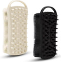2 PC Silicone Body Scrubber, 2 in 1 Exfoliating Shower Bath Scrubber, Soft Silicone Loofah for Sensitive Skin, Shower Hair Scalp Massager, Easy to Clean, Lather Well (Grey&Black)