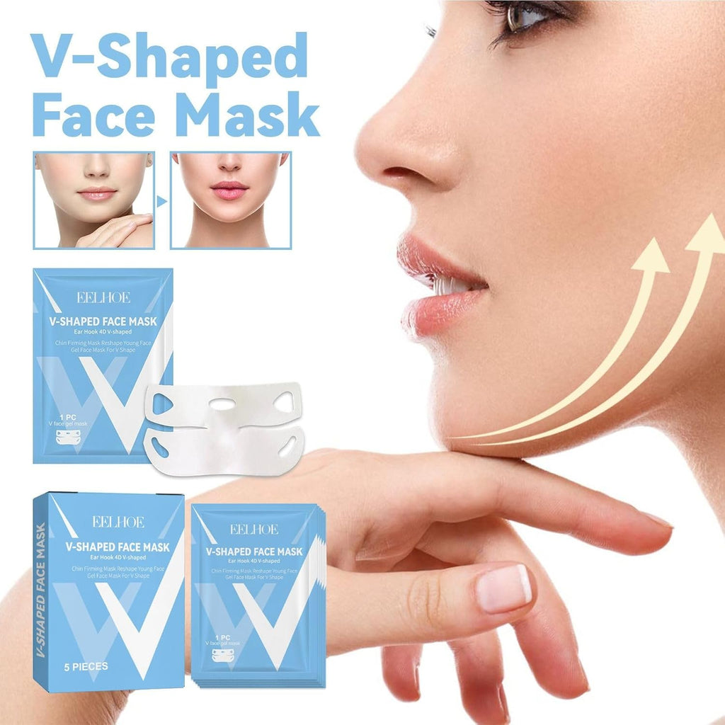5PCS Double Chin Mask Reusable, Double Chin Mask, V Line Lifting Mask for All Skin Types, Lifting Face Mask for Firming the Face
