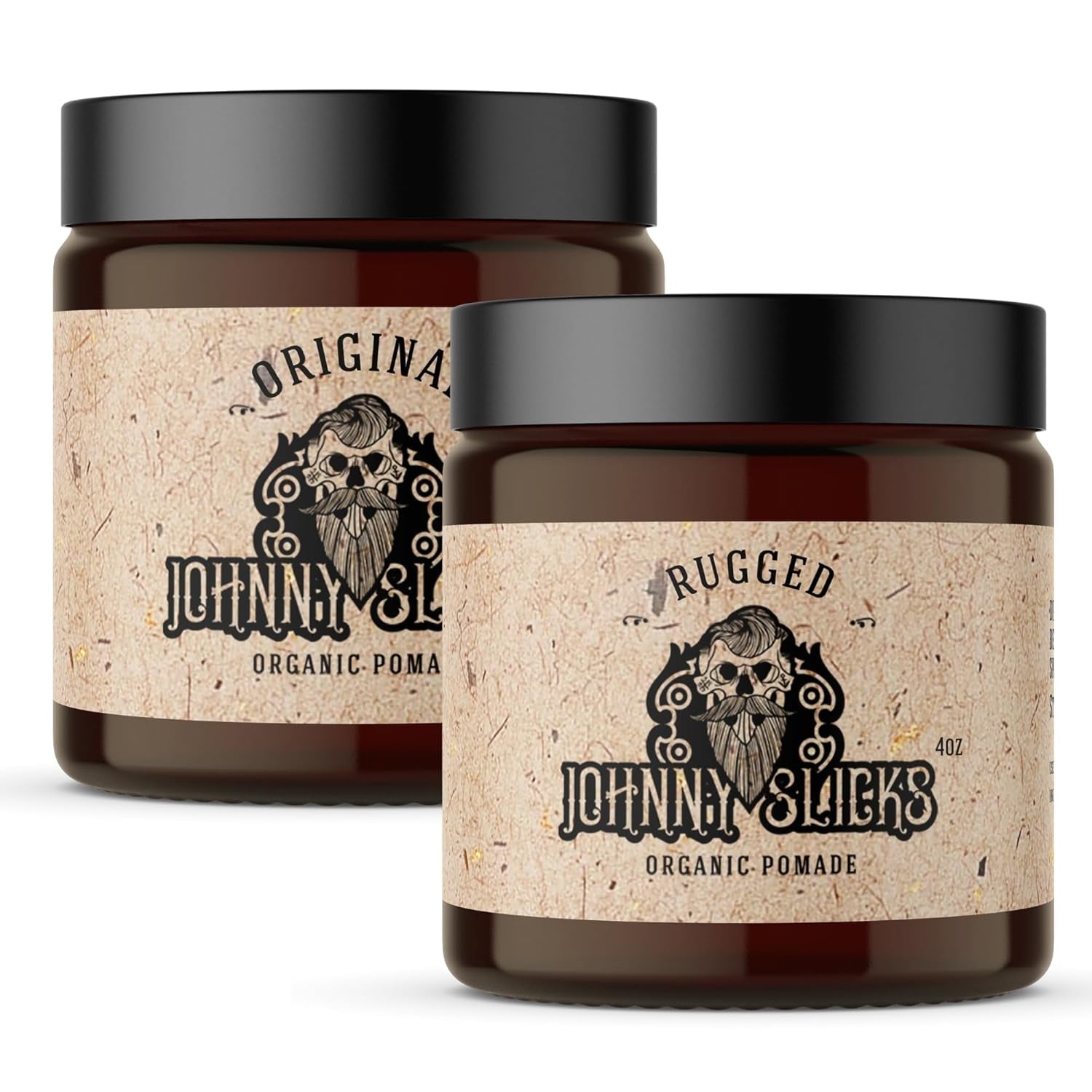 Oil Based Pomade Set | Organic Hair Styling for Men, Low to Medium Hold | Promotes Healthy Hair Growth & Helps Hydrate Dry Skin, (Rugged & Original Combo Set)