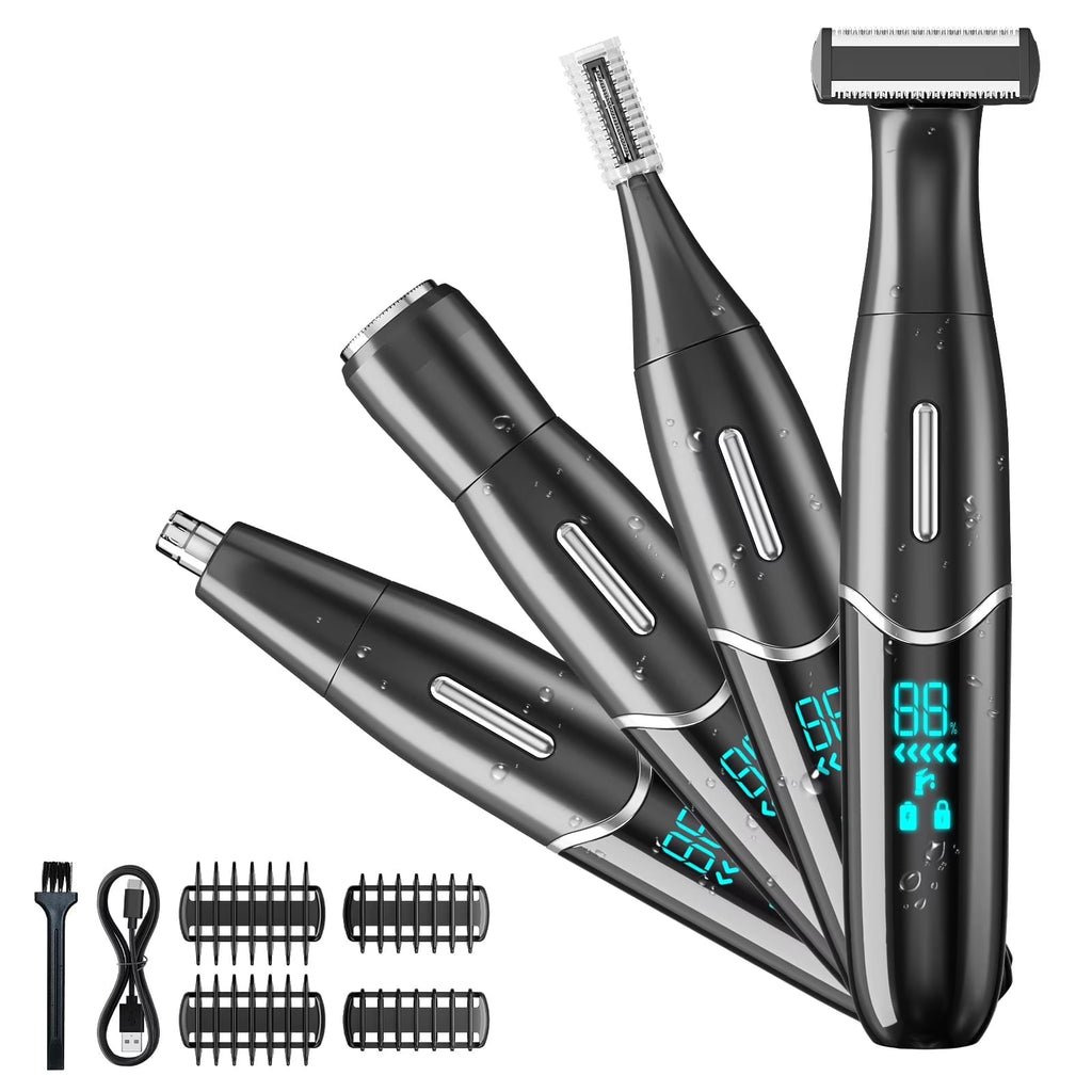 Electric Shaver for Women, 4-In-1 Electric Razor, Painless Lady Shaver Bikini Trimmer, Rechargeable Pubic Hair Removal W/ LED Display for Eyebrow Body Armpit Legs Bikini Area Underarms
