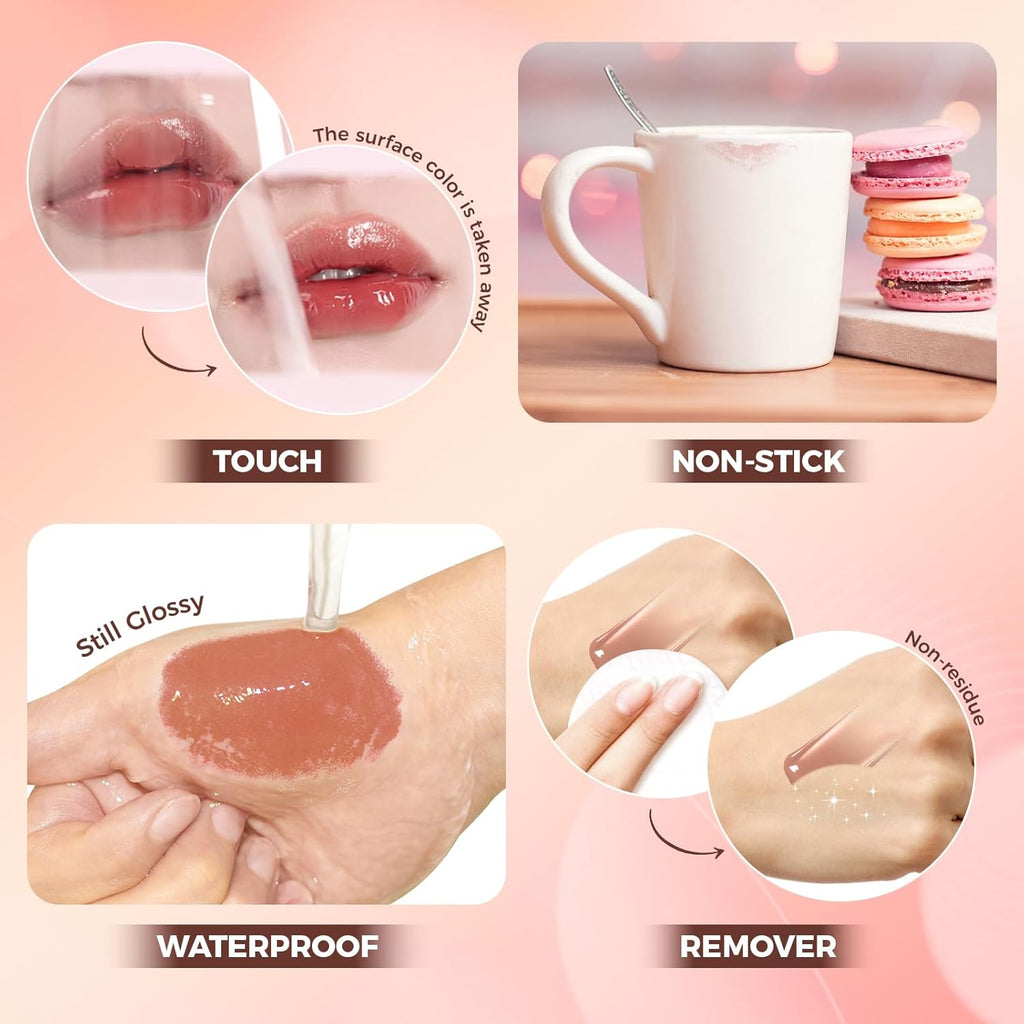 Lip Plumping Gloss, Juicy & Glossy Lip Gloss Set for Women,Moisturising Lip Tint Stain, Lip Oil Glossy Shimmer, Hydrating Mirror Liquid Lipstick,Velvet Lip Glaze, Lip Makeup Gifts
