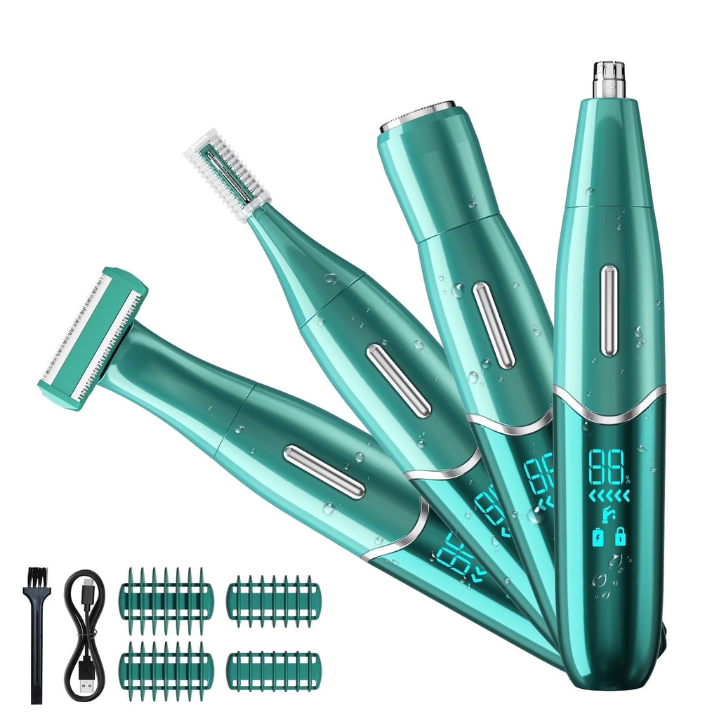 Electric Shaver for Women, 4-In-1 Electric Razor, Painless Lady Shaver Bikini Trimmer, Rechargeable Pubic Hair Removal W/ LED Display for Eyebrow Body Armpit Legs Bikini Area Underarms