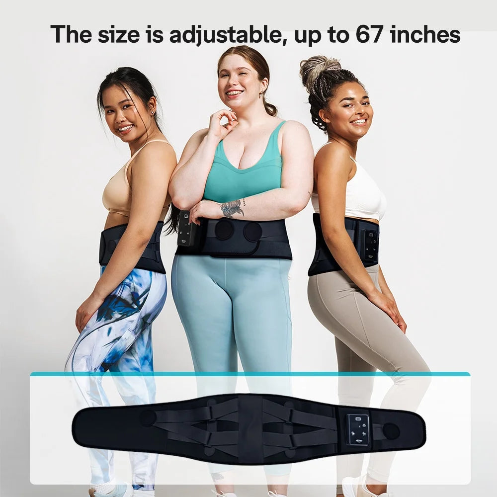 Cordless Heating Pad, 53'' Lower Back Brace Massager with Heat - Rechargeable Heating Belt, 3 Heating Levels & 5 Massage Mode, Gifts (Black)